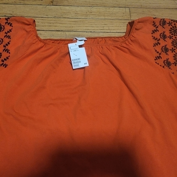 𝅺WOMENS H&M Orange & Black Cropped Top - Picture 5 of 13